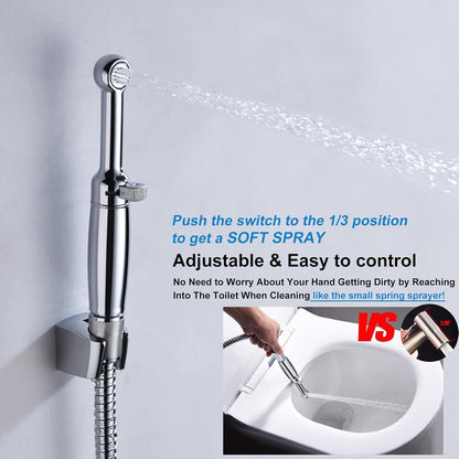 SonTiy Handheld Bidet Sprayer for Toilet, Cloth Diaper Sprayer Set Hand Held Bidet Jet Spray for Toilet with Backflow Preventer, Adjustable Water Pressure Control, Brass, Black Stainless