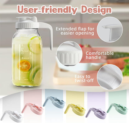 32oz Glass Pitcher with Lid & V-shaped Pour Spout - 1 Quart Breastmilk Pitcher Double Leak Proof, Creamer Container for Sun Tea, Juice, Cold Brew Coffee, Breastmilk Storage Container