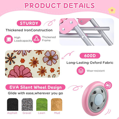 GAGAKU Baby Doll Stroller for Toddlers, Foldable Toy Stroller with Storage Basket and Bag, Diapers - Reborn Doll Accessories for Girls & Kids Ages 3+, Pink