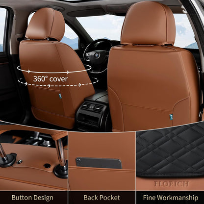 FLORICH Car Seat Covers Full Set, Automotive Seat Covers, Black Car Seat Cover, Waterproof Seat Protectors Universal fit for Car Truck Van SUV - Black