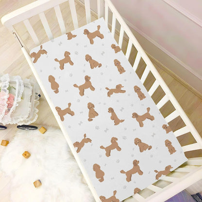 Fitted Crib Sheets White Bears with Clouds Stretchy Portable Playard Sheets for Baby Toddler, Breathable Soft Mini Crib Mattress 39 x 27 in for Boys and Girls