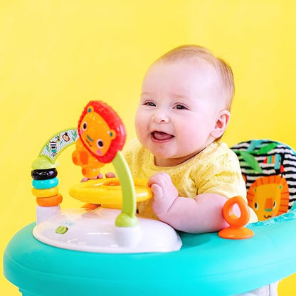 Bright Starts Zig Zag Zebra Baby Walker with Steering Wheel, Lights & Songs, Easy Fold Frame for Storage, Height Adjustable, Ages 6 Months +