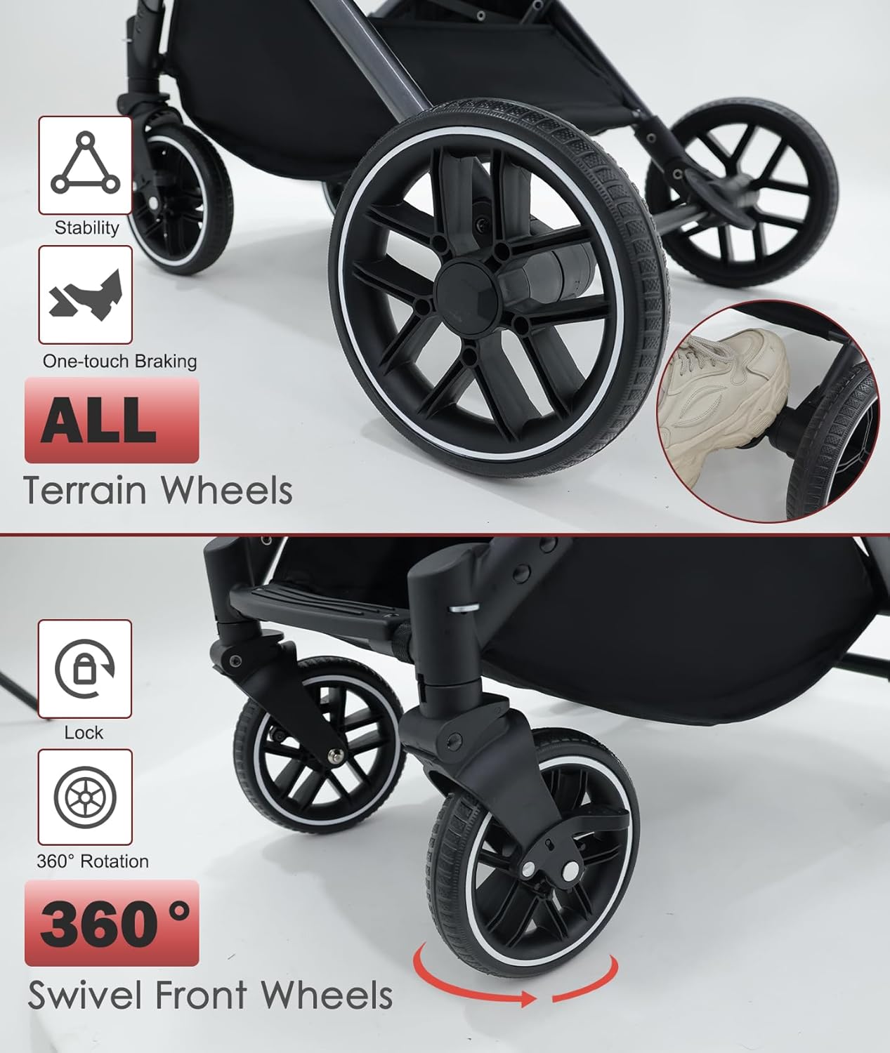 Small Dog Stroller, Pet Stroller for Small Dogs up to 55lbs- Fold All in One Without Detaching Carrier, Cat Stroller with Reversible Handle,Cup Holder (Khaki)