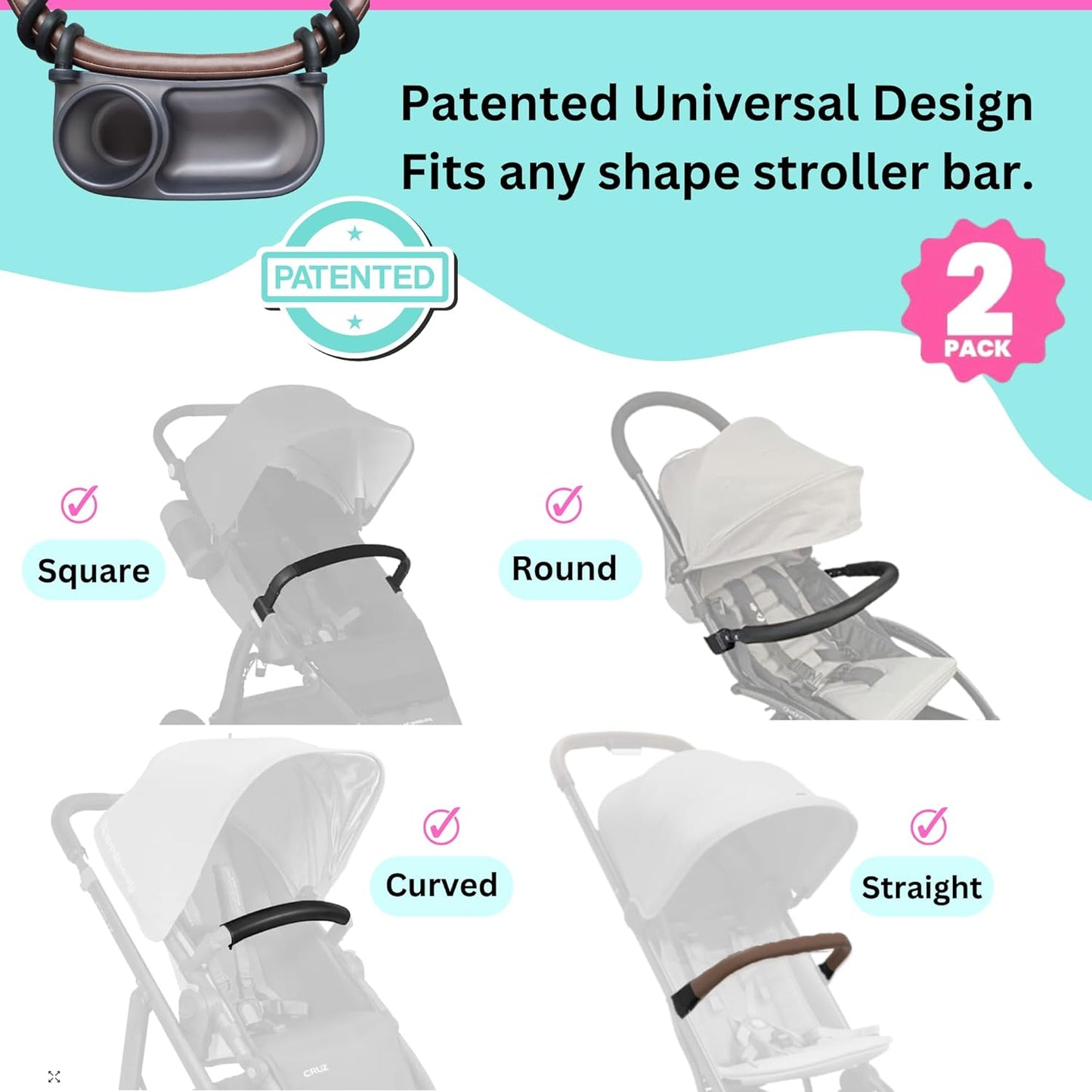 Swanoo Universal Stroller Snack Tray | Compatible With Nuna Mockingbird Bugaboo Uppababy | Stroller Bumper Bar Tray Attachment with Cup Holder | Baby Toddler Disneyland Essentials Stroller Accessories