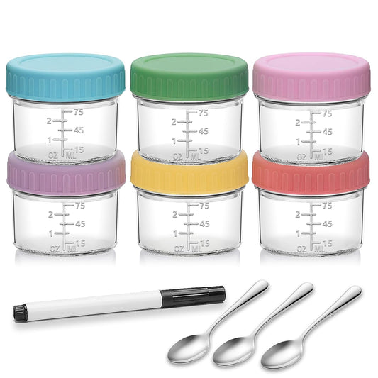 Accguan 16 Pack Glass Baby Food Storage Containers, 4 oz Baby Food Jars with Lids, Baby Food Maker for Microwave & Dishwasher Freezer Safe,BPA Free