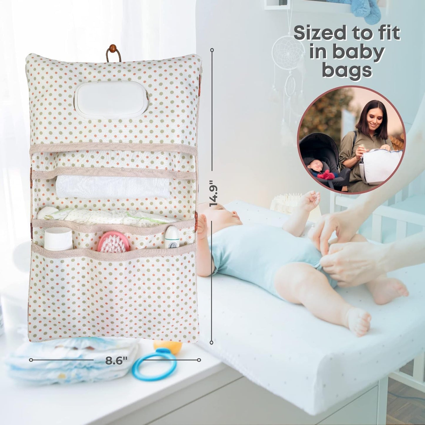 HAMUR Baby Diaper Bag Organizer – Travel-Friendly, Compact & Foldable | Stroller Pouch for Newborn Essentials – Must-Have for Boys & Girls (Leaves)