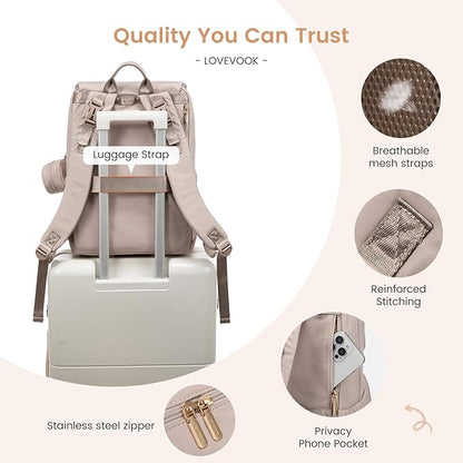 LOVEVOOK Diaper Bag Backpack, Baby Travel Bags for Boys & Girl, Toddler Waterproof Diaper Bag w/Changing Pad (Camel, 15.6''-Small)