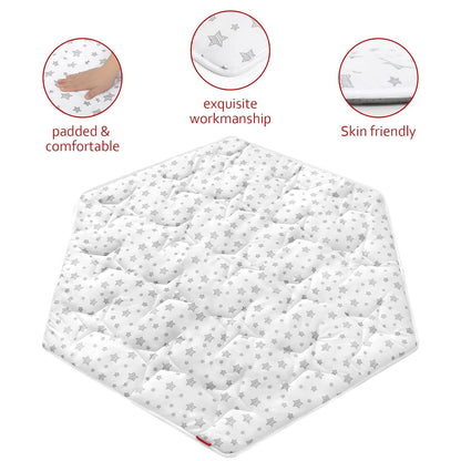 Octagon Playpen Mat Grey, Non Slip 8 Panel Playpen Mattress Mat Fits Regalo Extra Large Play Yard and hiccapop XL 69" Baby Playpen, Grey Star Octagon Playard Pad