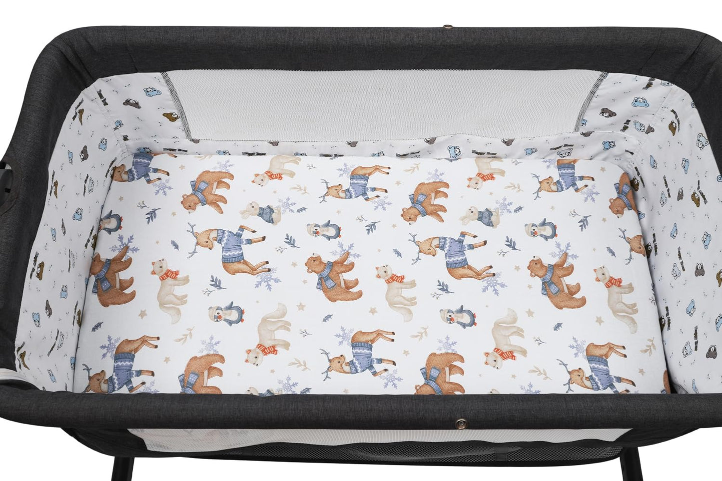 Bassinet Sheet Set 2 Pack Snug Fitted Bedside Sleeper Bassinet Sheets, Stretchy Ultra Soft, Unisex Boy Girl, Light Blue & Dinosaur