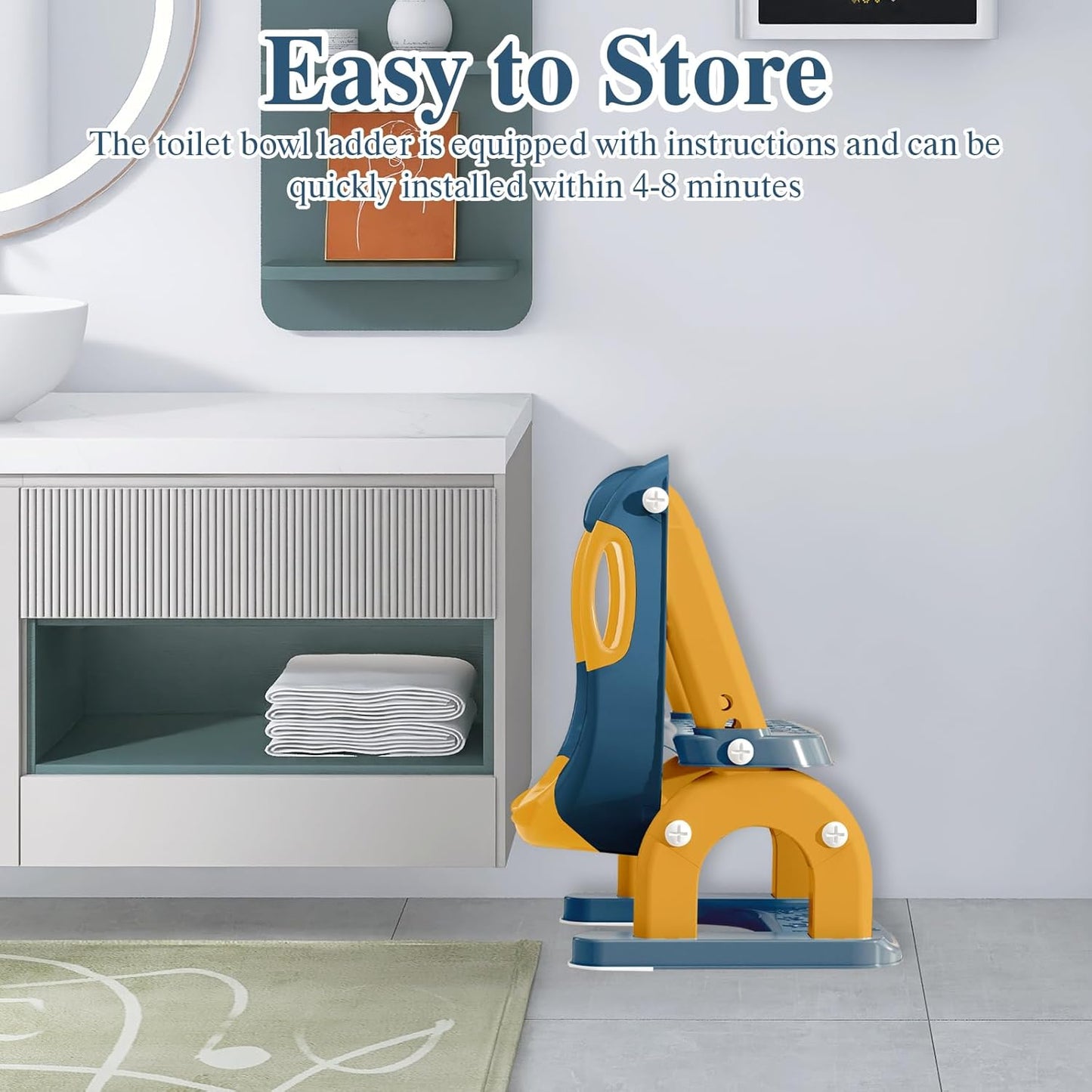 Potty Training Seat with Ladder for Toddlers, 2-in-1 Adjustable Potty Training Toilet for Kids Boys Girls with Splash Guard, Waterproof Cushion, Anti-Slip Pad Step Stool - Dark Blue