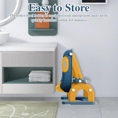 Potty Training Seat with Ladder for Toddlers, 2-in-1 Adjustable Potty Training Toilet for Kids Boys Girls with Splash Guard, Waterproof Cushion, Anti-Slip Pad Step Stool - Dark Blue