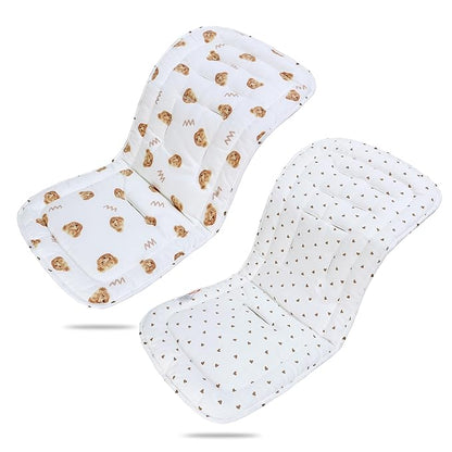 Baby Stroller Cushion,Infant Car Seat Insert-Reversible Universal Breathable and Soft Newborn Stroller Mat,100% Cotton Cover Toddler Seat Pad Liner-34x78cm,1 Pack(Bears)