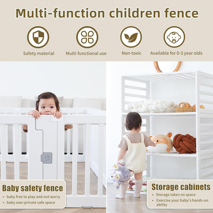 Baby Playpen Kids Activity Centre Safety Play Yard Home Indoor Outdoor New Pen (Multicolour) (White) (Macarons Classic Set 14 Panel)