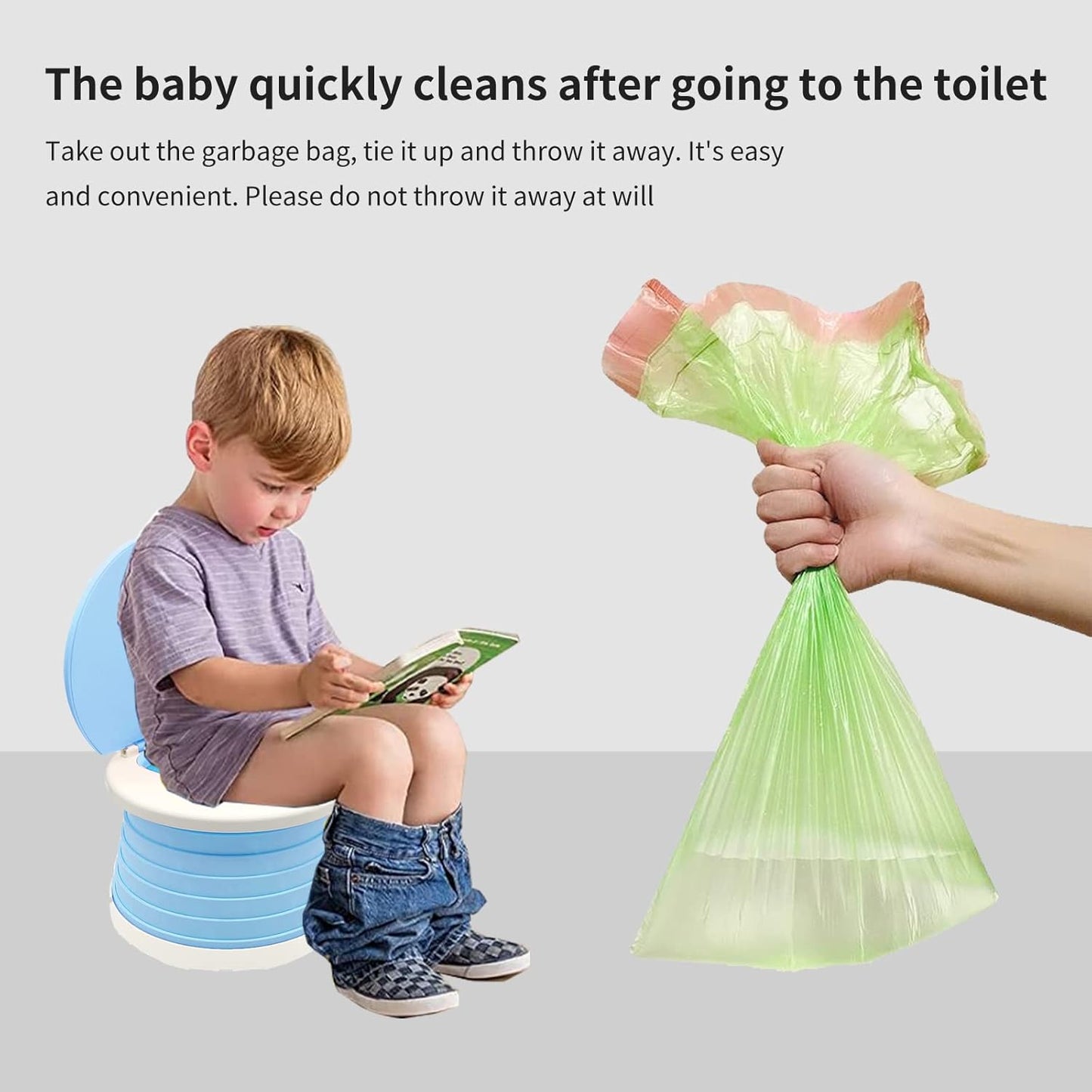 Travel Potty for Toddler, Portable and Foldable Toilet, Apply to Seat Emergency Toilet for Car, Camping, Outdoor, Indoor (green, small)
