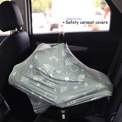Car Seat Covers for Babies - Multi-use Carseat Canopy Cover Breastfeeding Covers, Stroller Canopy Cover (Navy Dinosaur)