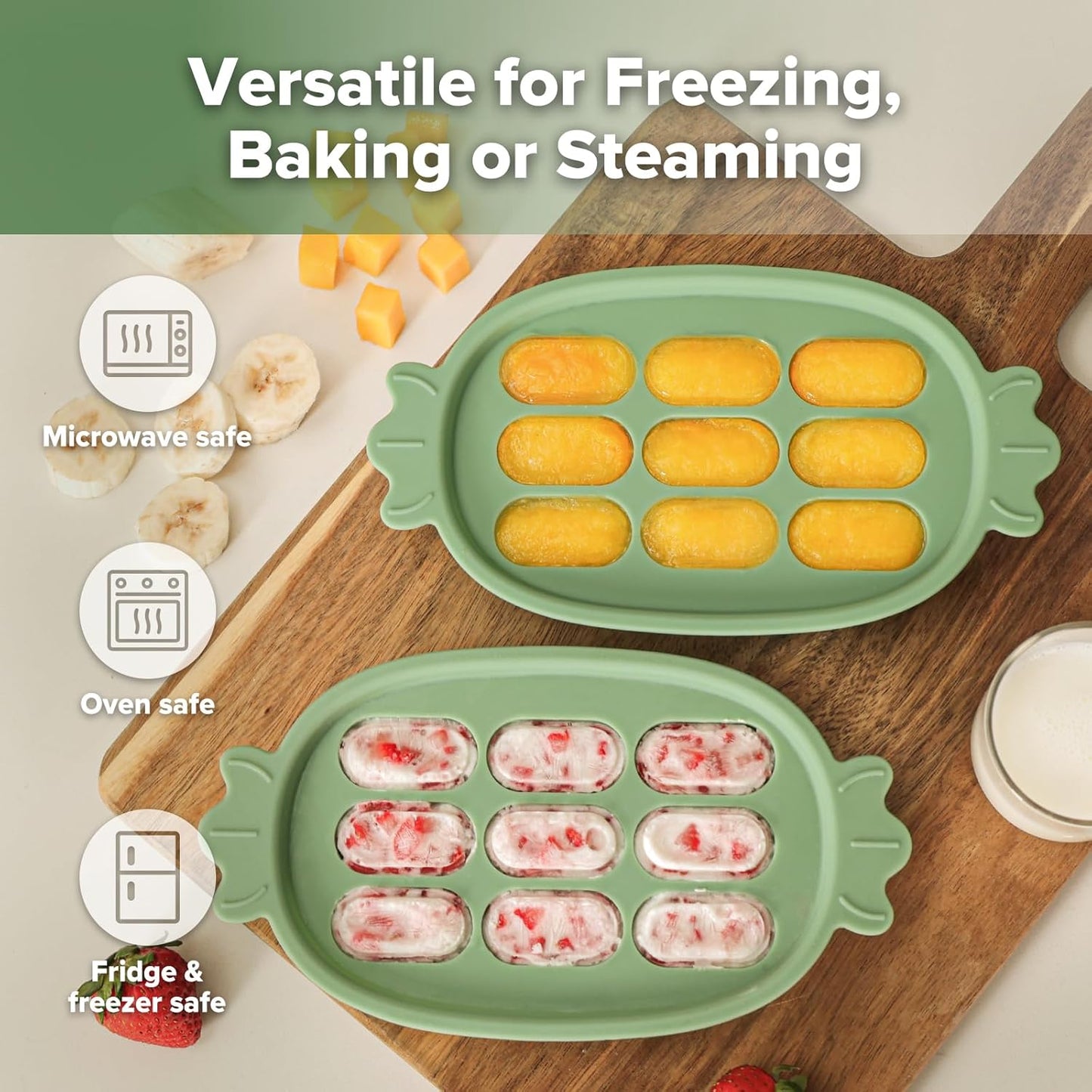 Haakaa Baby Popsicle Mold - Baby Food Maker & Breastmilk Teething Freezer Tray - BPA Free Silicone-Pink