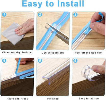 Corner Protector Baby Proofing,Clear Corner Protectors,Furniture Corner Guard & Edge Safety Bumpers, 16.4(5M) Soft Edge Protector with Upgraded Pre-Taped Strong Adhesive for Furniture&Sharp Corners