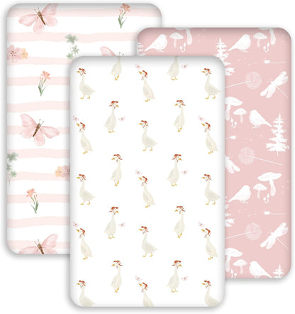 Bedside Sleeper Bassinet Fitted Sheets 20 x 33, 3 Pack Baby Delight Beside Me Dreamer,Babybond,Jimglo,koola,cowiewie,fodoss, Dream On Me Baby Square Bassinet, Pink Animal