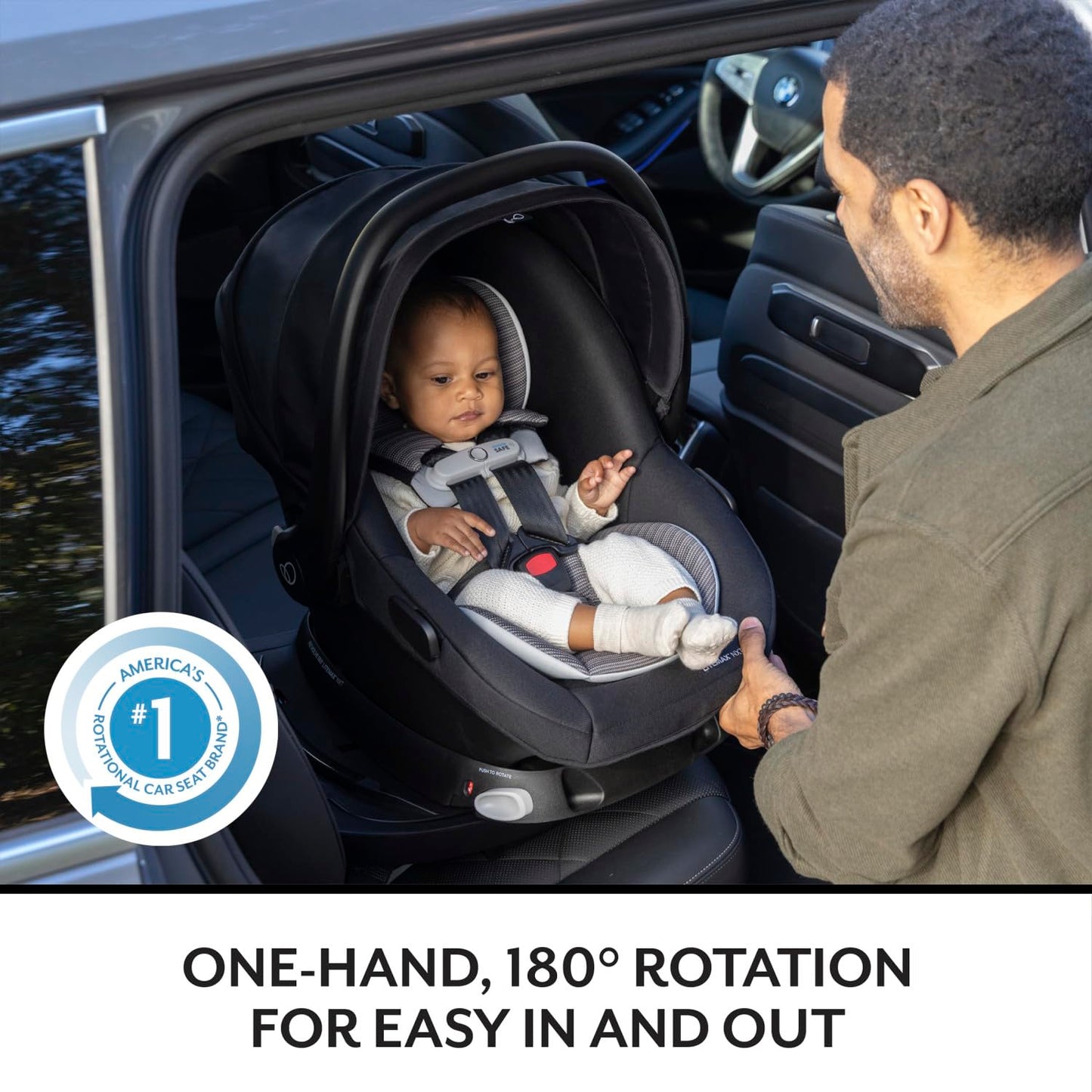 Evenflo Revolve180 LiteMax NXT Rotating Rear-Facing Lightweight Preemie and Infant Car Seat 3-30lbs. with SensorySoothe. Easy Install with Base (Agate Purple)
