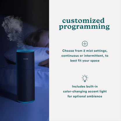 Homedics Portable Humidifier - Small Air Humidifiers for Bedroom, Plants, Office, Travel - Cool Mist Humidifiers, Color-Changing Accent Light, 2 Mist Settings, Matte White