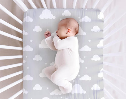 100% Organic Cotton 2 Pk Bedside Sleeper Bassinet Fitted Mattress Sheets Perfectly Compatible with Mika Micky, Baby Delight, Ronbei, Chicco, Cloud Baby, AMKE, Angelbliss, Arm's Reach. Cloud, Stripe