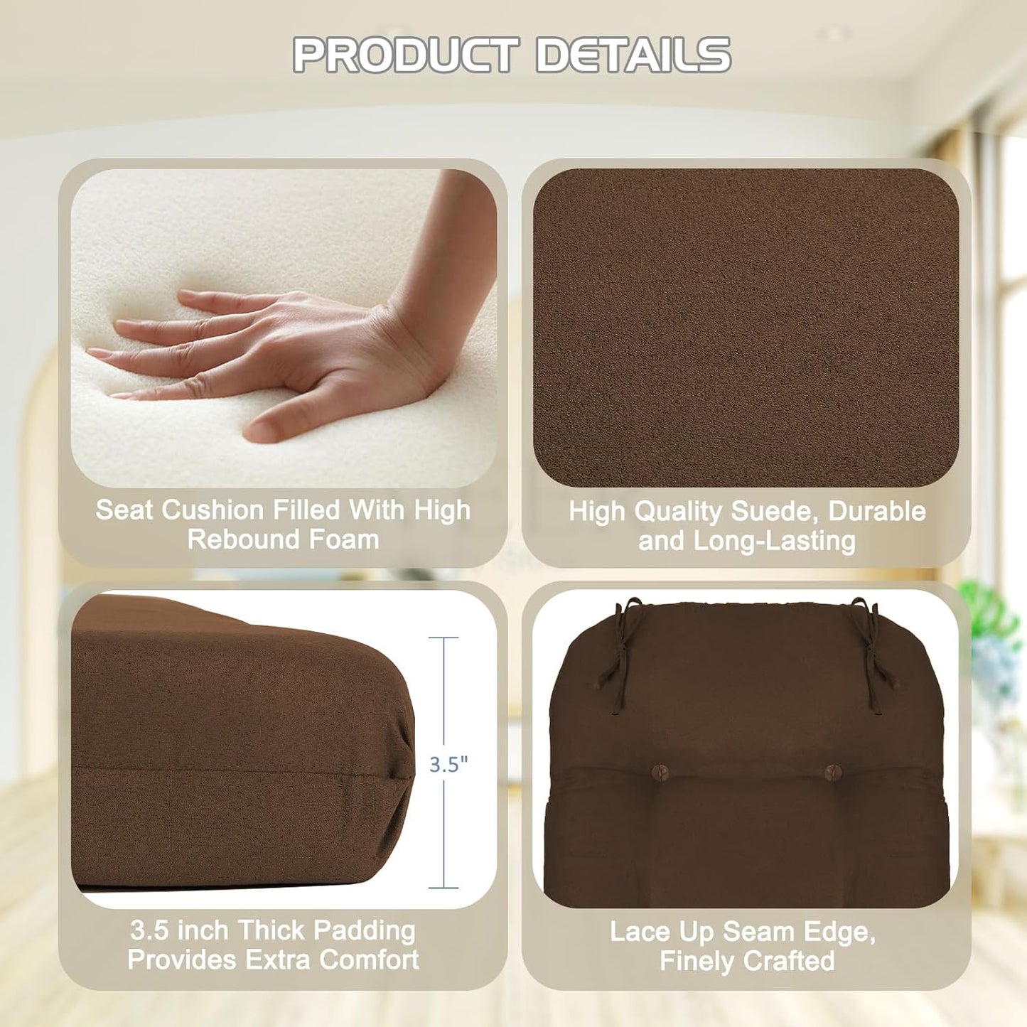 BECHAEO 5PCS Suede Glider Rocker Replacement Cushions with Ottoman Cover Thicken Soft Rocking Chair Cushion Set for Indoor Nursery Glider Rocking Chair, Blue