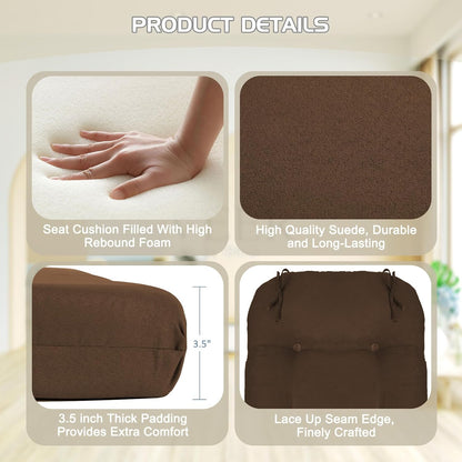 BECHAEO 5PCS Suede Glider Rocker Replacement Cushions with Ottoman Cover Thicken Soft Rocking Chair Cushion Set for Indoor Nursery Glider Rocking Chair, Blue