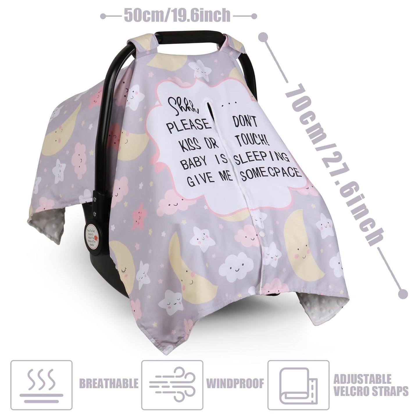 Metplus 2 in 1 Baby Car Seat Cover, Car Seat Canopy for Babies, Mom Multiuse Nursing Cover, Minky Baby Carrier Covers, Newborn Boy Girl, Peekaboo Opening