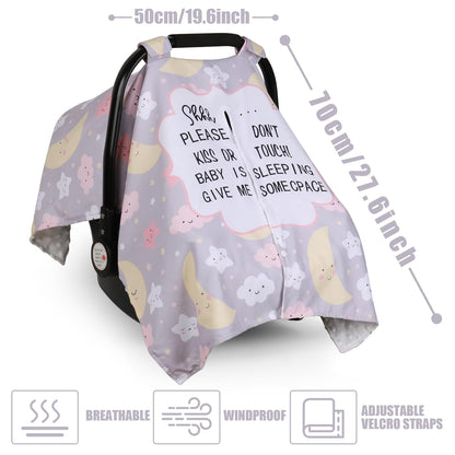 Metplus 2 in 1 Baby Car Seat Cover, Car Seat Canopy for Babies, Mom Multiuse Nursing Cover, Minky Baby Carrier Covers, Newborn Boy Girl, Peekaboo Opening