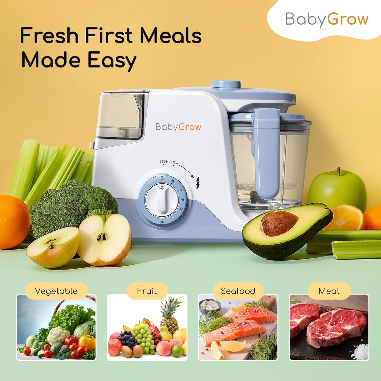 BabyGrow Baby Food Maker Steamer and Blender Baby Food Processor Steamer Puree Blender All-in-one Puree Machine Baby Food Warmer Mills Machine BPA-Free - Purple