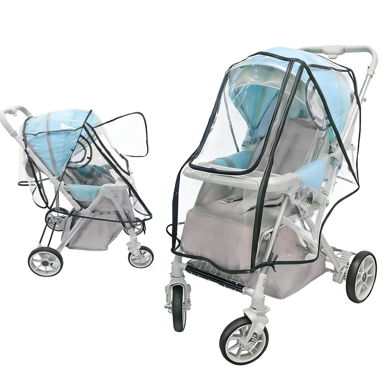 Stroller Rain Cover, Universal All-Season Lightweight Clear Stroller Poncho for Outdoor Protection, Easy to Install, Shields Against Wind, Rain, and Ensures Baby’s Comfort, Safe Outings