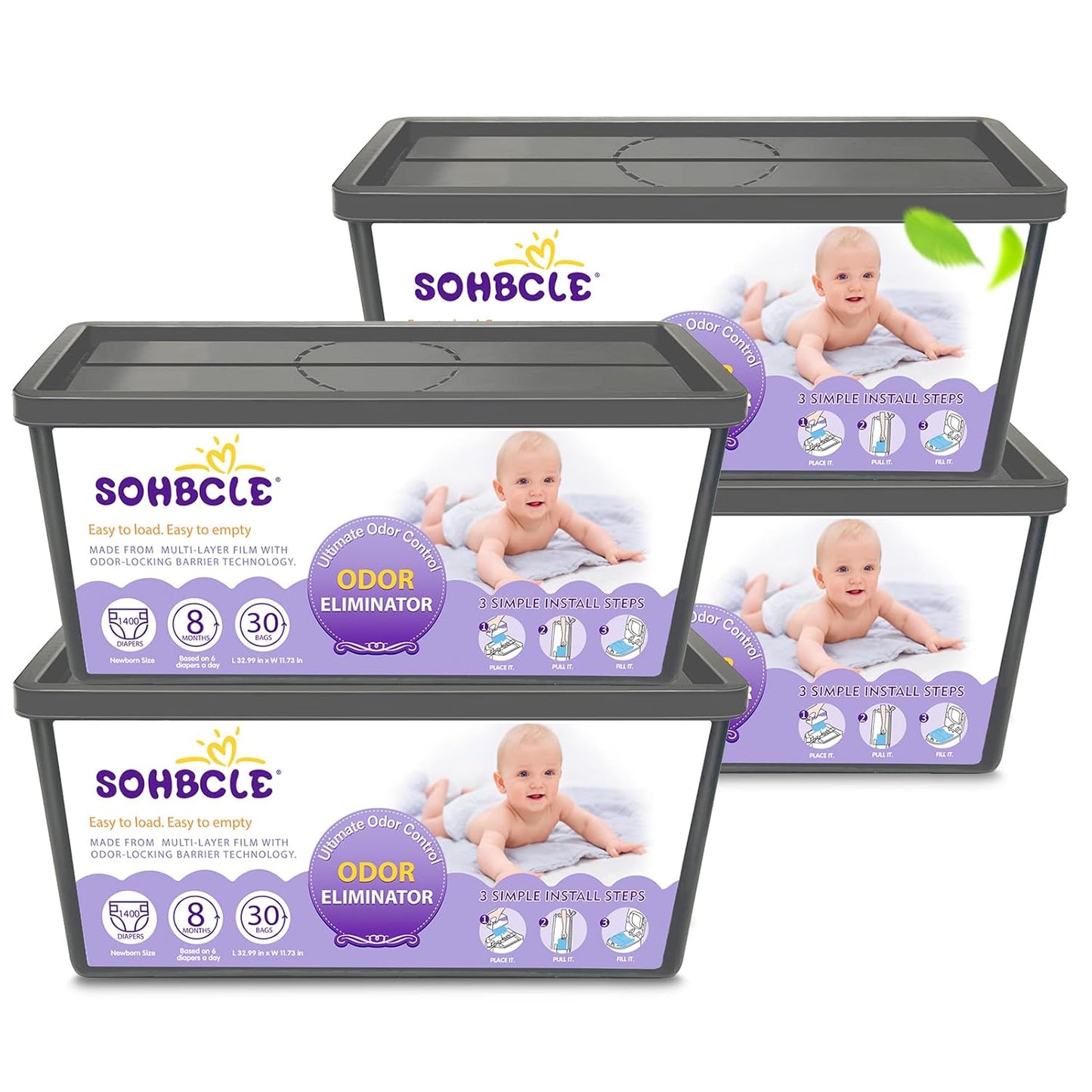 Refills Compatible with Genie Easy Roll Signature Diaper Pail and Platinum Diaper Pail, Upgraded 120 Bags Hold up to 5600 Newborn Diapers, Extra Thickness Powerful Odor Control