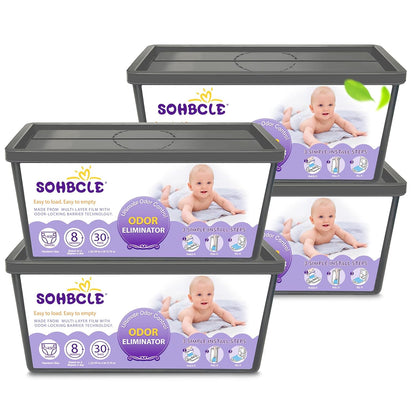 Refills Compatible with Genie Easy Roll Signature Diaper Pail and Platinum Diaper Pail, Upgraded 120 Bags Hold up to 5600 Newborn Diapers, Extra Thickness Powerful Odor Control