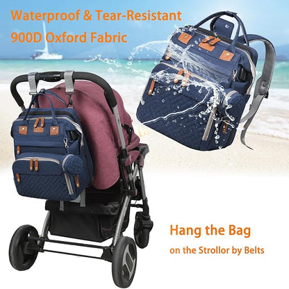 Astro alan Baby Diaper Bags with Changing Station, Waterproof Diaper Bag Backpack for Moms Dads with USB Charging Port, Baby Shower Gifts, Large Capacity diaper backpack, Blue