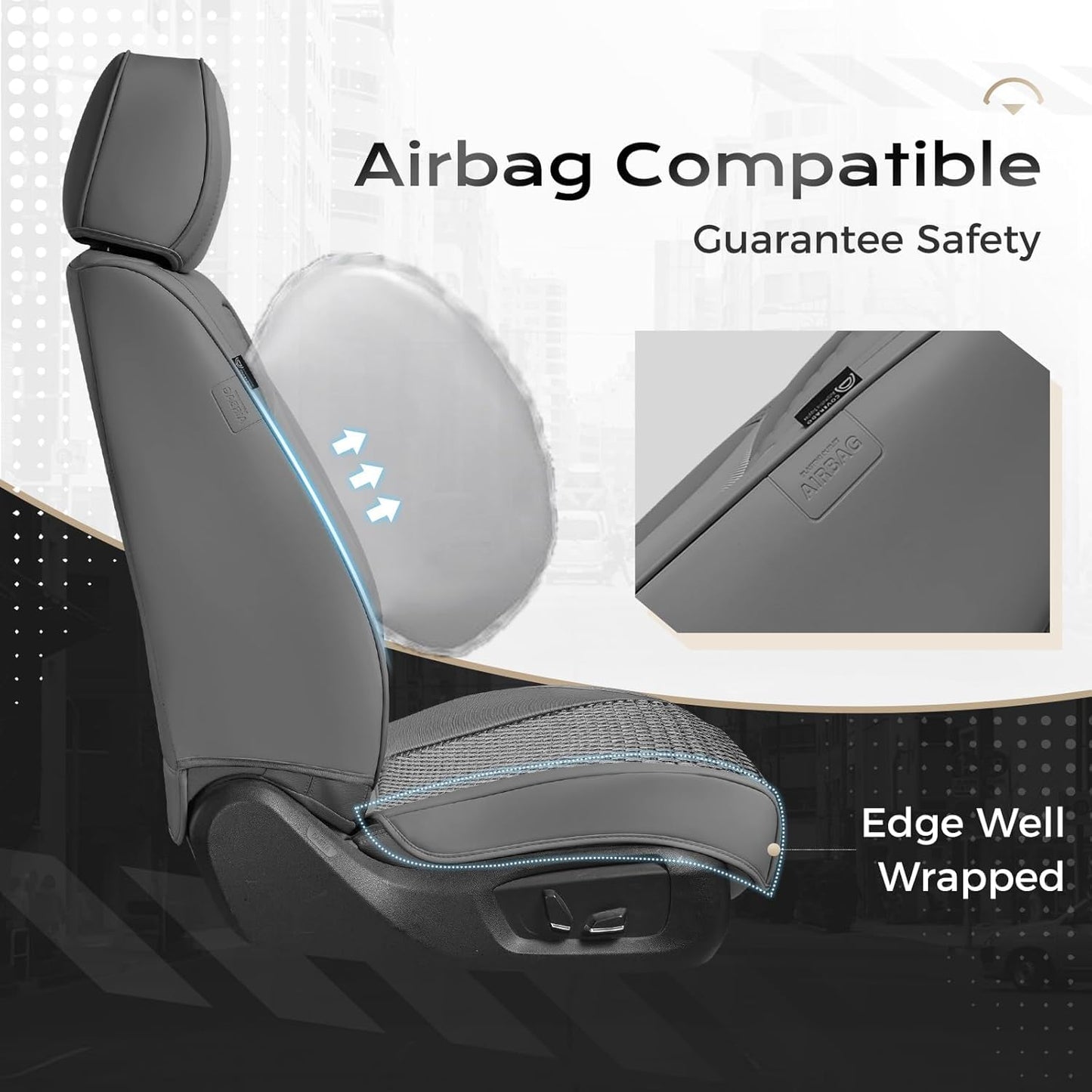 Coverado Leather Seat Covers for Car, Waterproof Car Seat Covers Full Set, 2 in 1 Conversions Car Seat Cover Protector Car Accessories Universal Fit for Most Cars SUVs and Trucks Beige