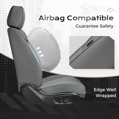 Coverado Leather Seat Covers for Car, Waterproof Car Seat Covers Full Set, 2 in 1 Conversions Car Seat Cover Protector Car Accessories Universal Fit for Most Cars SUVs and Trucks Beige
