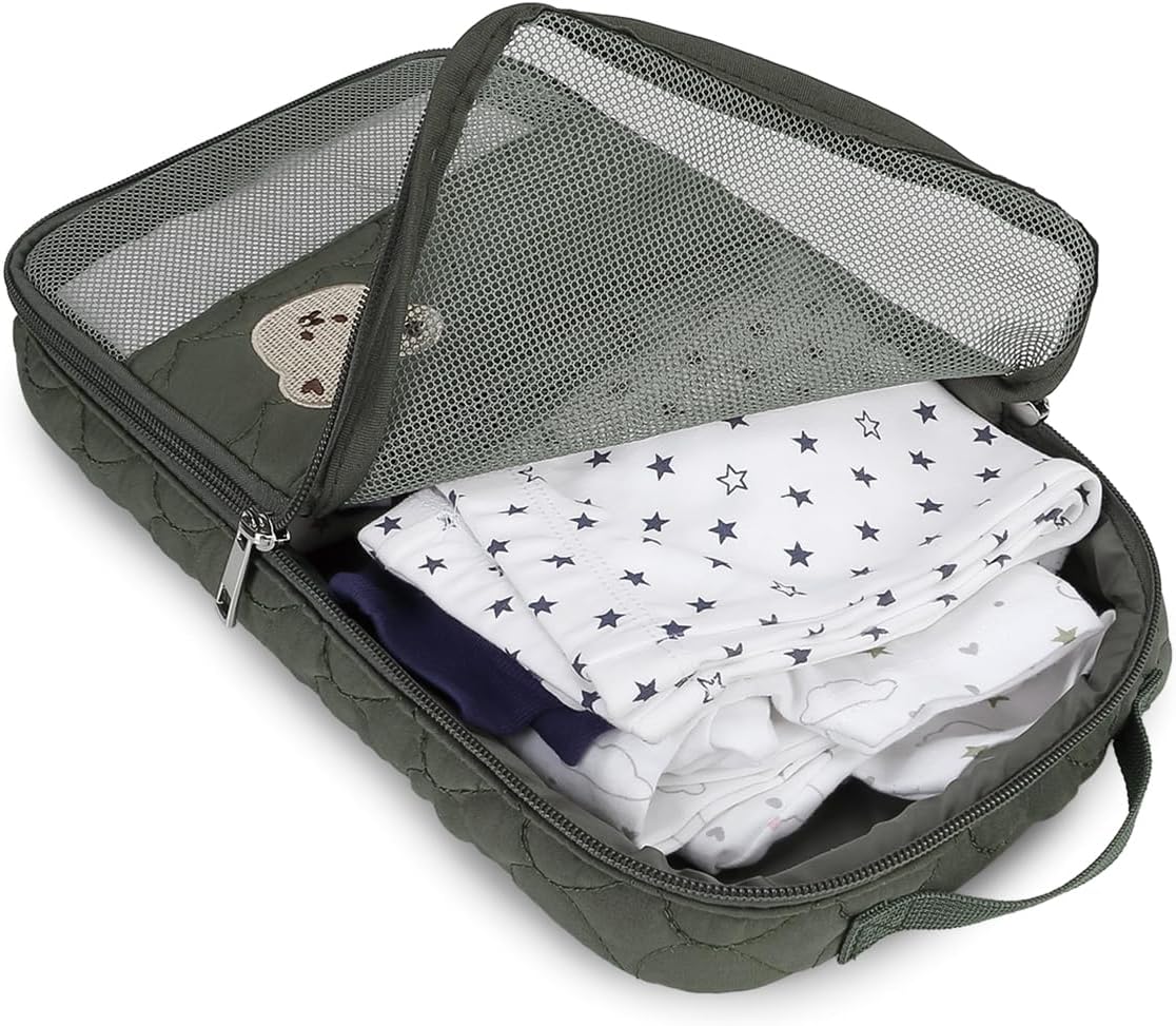 MOMIGO Baby Diaper Bag Organizer Pouches - 2 Pack Waterproof Pod Hanging Diaper Bag Cute Bear Mesh Bag Reusable, Washable or Baby Cloth Diapers