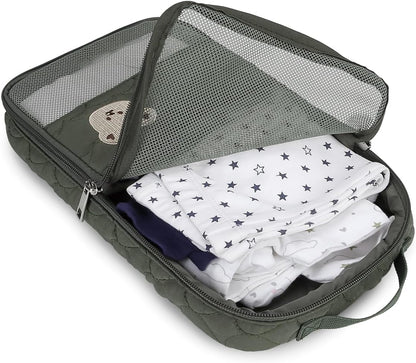 MOMIGO Baby Diaper Bag Organizer Pouches - 2 Pack Waterproof Pod Hanging Diaper Bag Cute Bear Mesh Bag Reusable, Washable or Baby Cloth Diapers
