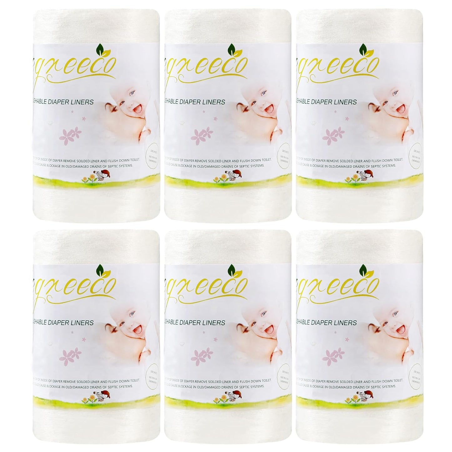 wegreeco Unscented Diaper Liners,Fragance Free and Chlorine Free - 100 Sheets Per Roll (1 Roll)