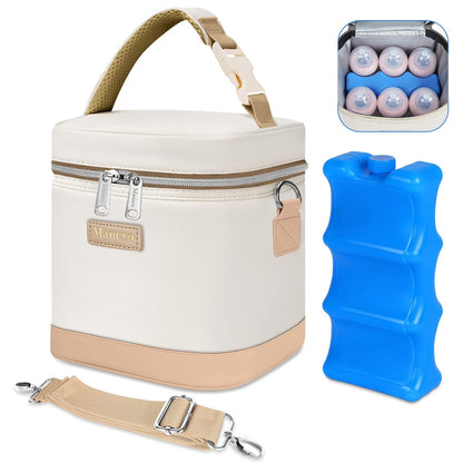 Mancro Breastmilk Cooler Bag with Ice Pack, Fits 6 Baby Bottles Up to 9 Ounce Insulated Baby Bottle Bag, Breast Milk Cooler on The go with Strap, Bottle Storage Bag for Nursing Mom Daycare, Black