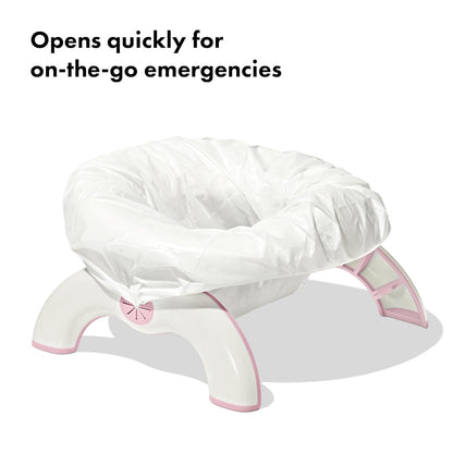 OXO Tot 2-in-1 Go Potty with Travel Bag | for Potty Emergencies at Home or on the go | Portable Toilet Training | Opens Quickly for Emergencies | for standalone use or on Grown-up Toilets