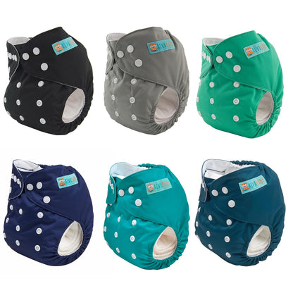 ALVABABY Baby Cloth Diapers 6 Pack with 12 Inserts Cloth Diaper Covers Adjustable Washable Reusable for Baby Girls and Boys