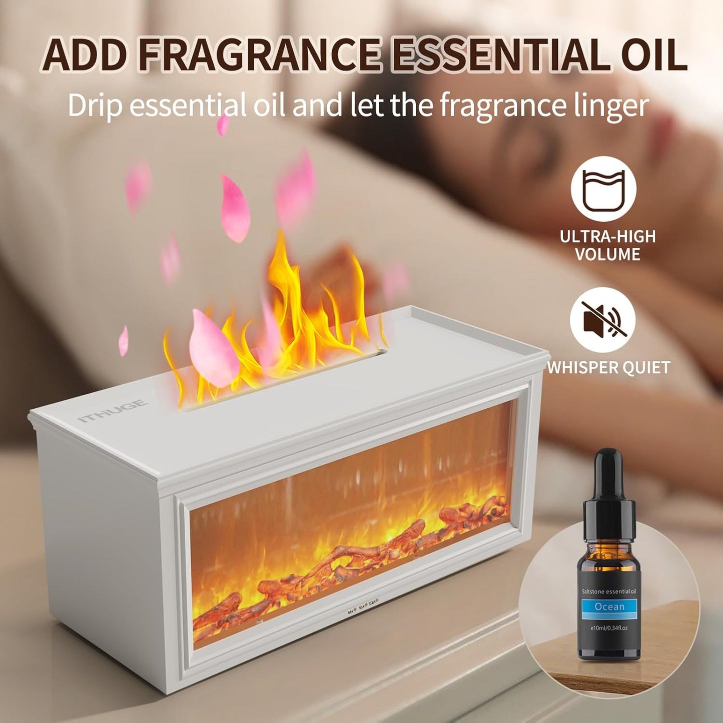 Essential Oil Diffuser 280ml, Aromatherapy Diffuser with Remote Control, 7 Color LED Lights for Home Bedroom Office(White)
