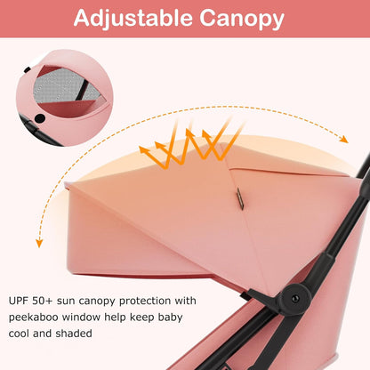 INFANS Ultra-Compact Fold Airplane Ready Travel Stroller, One-Hand Gravity Fold Near Flat Recline Seat, Foldable Toddler Stroller for Infant 6-36 Month
