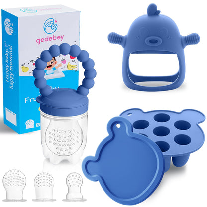 3-in-1 Baby Food & Fruit Feeder Set – Breastmilk Popsicle Mold with Freezer Tray, Teething Relief Toy, BPA Free Infant Silicone Feeding Combo, 3 Bonus Sizes (S/M/L) Sacs (Olive Green)