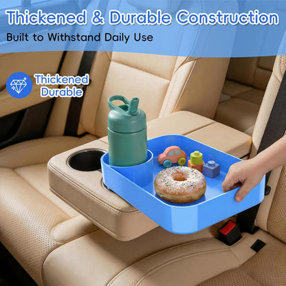 Kids Car Seat Tray, Travel Tray with Cup Holder for Toddler Baby, Kids Car Seat Food Snack Organizer for Road Trip, Stroller Snack Organizer Travel Must Haves Toddler Must Haves (Dark Gray, 1PCS)
