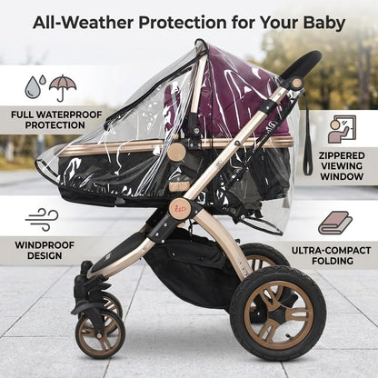 Baby Stroller Rain Cover Transparent PVC with Zipper Window Suitable for General Umbrella Strollers