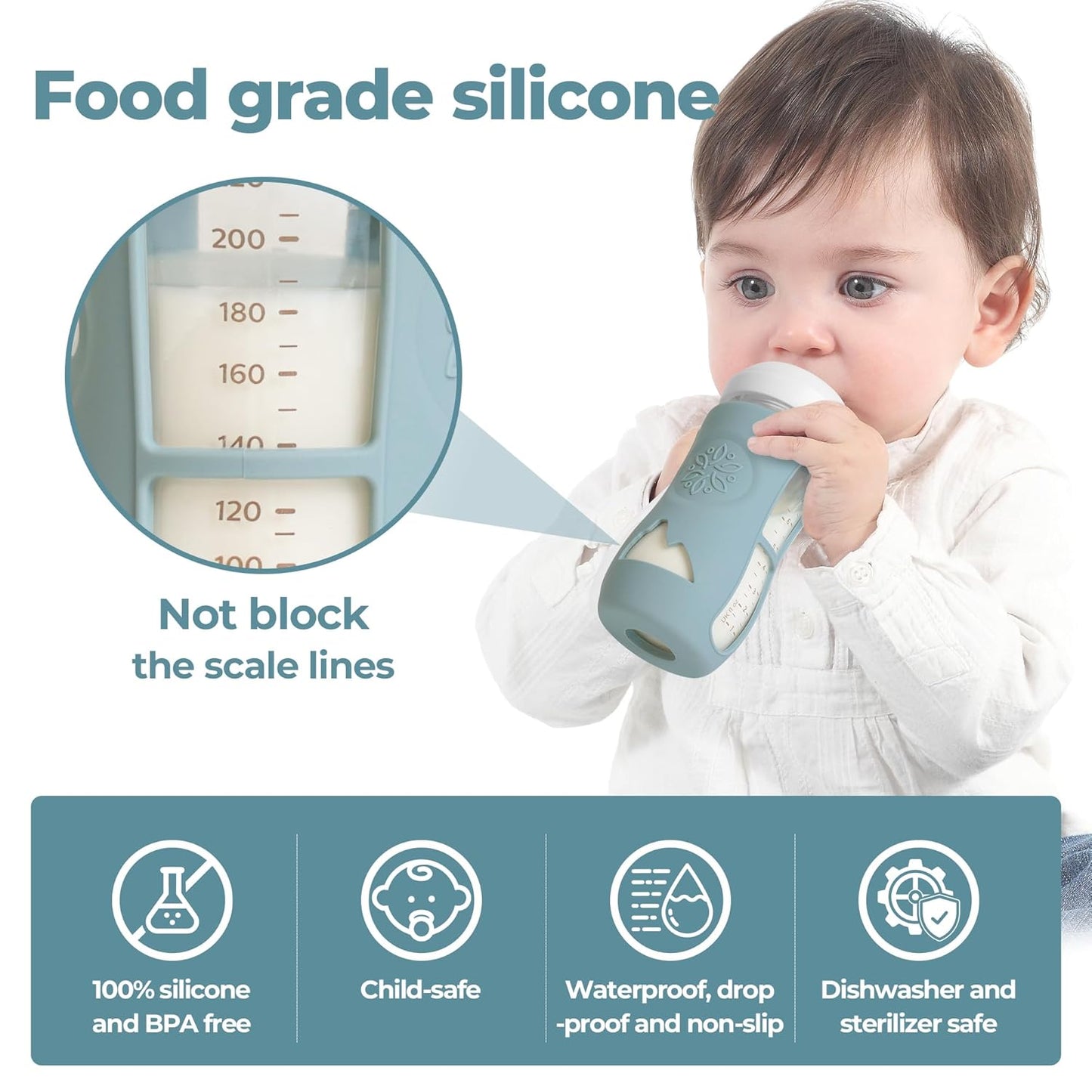 3 Pack Silicone Sleeves for Philips Avent Natural Glass Baby Bottles, Food Grade Silicone Anti Breakage Baby Bottles Holder, Compatible with Philips Avent Glass Natural Baby Bottle 8oz