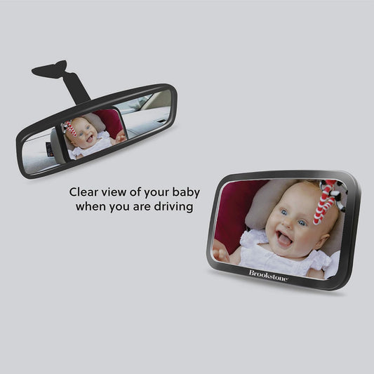 Brookstone Baby Car Mirror, Car Seat Mirror for Newborn, Baby Essentials with Safe Wide Design, Newborn Essentials Must Haves
