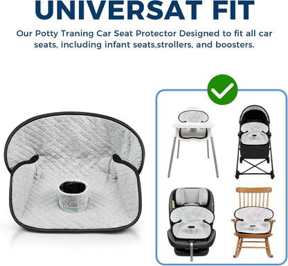 2 Pack Car Potty Training Seat Protector, Waterproof Toddler Carseat Potty Training Cover, Piddle Pads & Liners for Baby,Washable Non-Slip Leak-Proof Potty Pee Protector (Black)